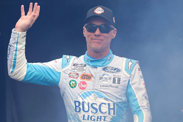 Kevin Harvick waves NASCAR Cup Series Xfinity 500