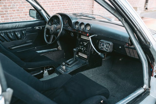 Mercedes-Benz 450 SCL rally race car interior passenger side