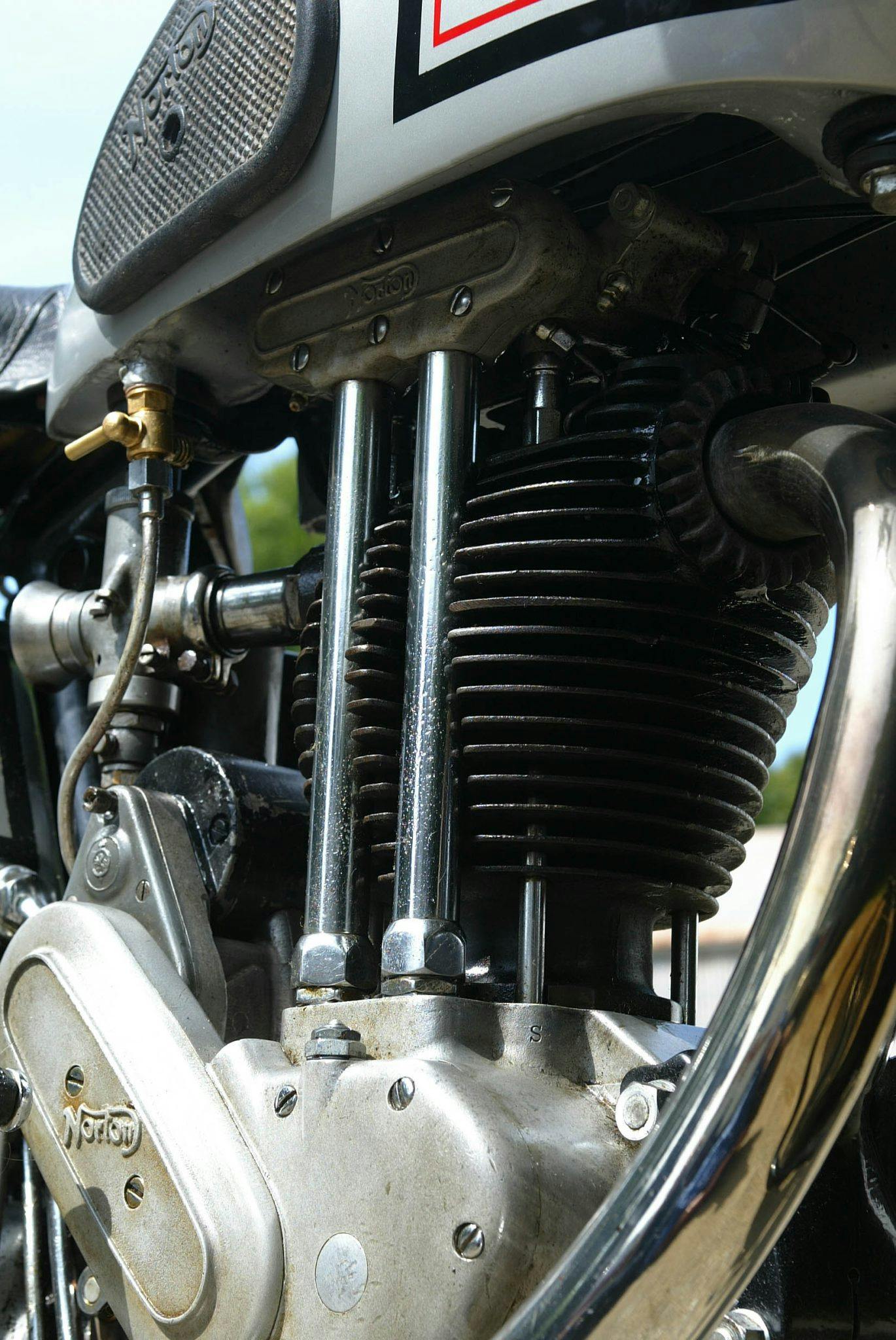 Norton Model 18 Motorcycle engine close vertical