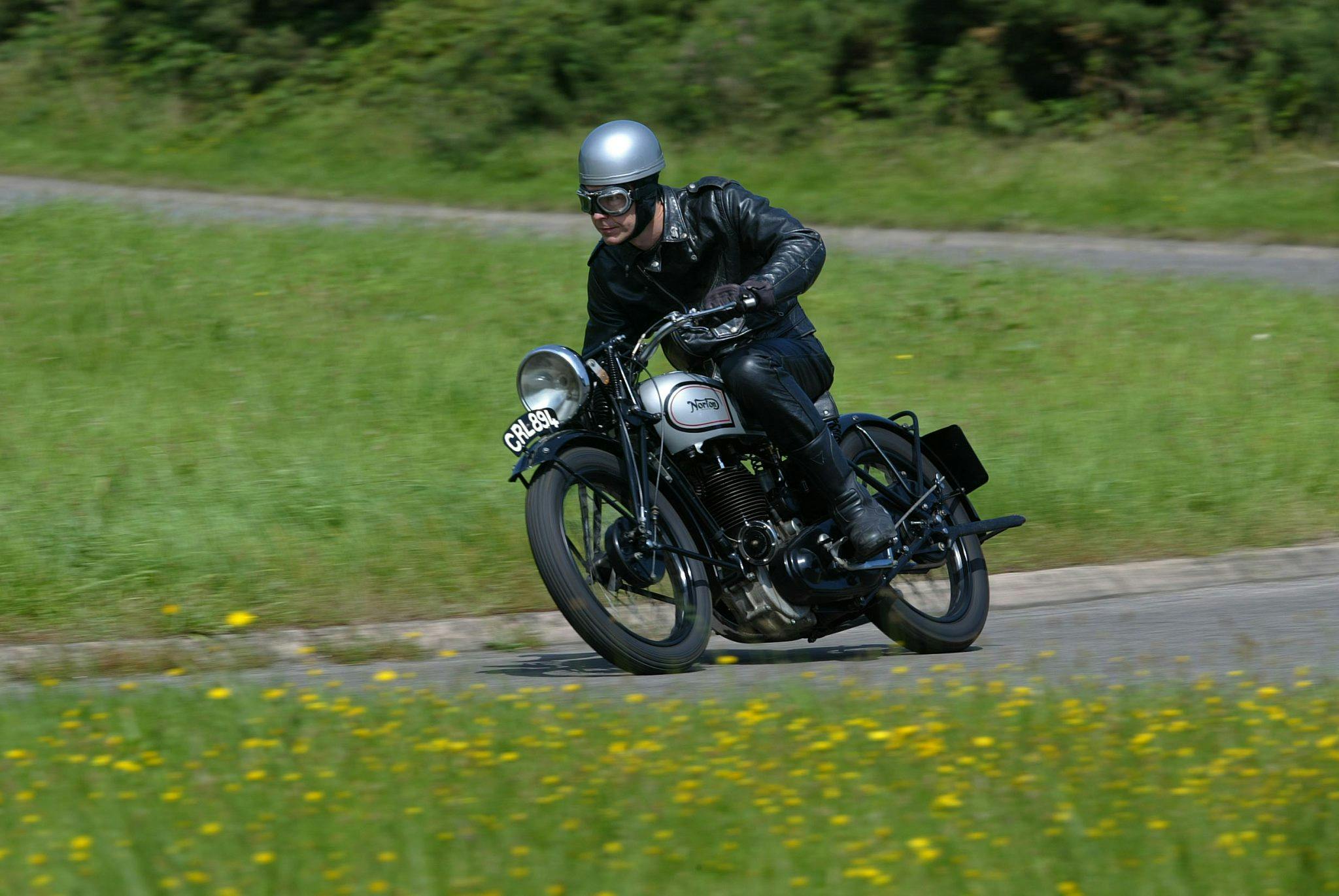 Norton Model 18 Motorcycle riding action lean