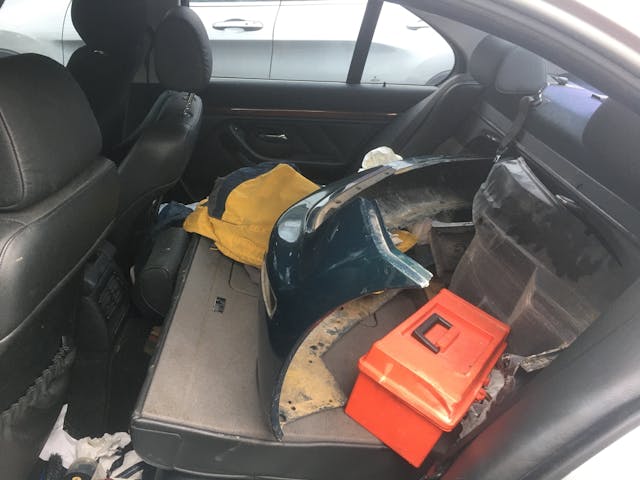 car interior rear seat bumper toolbox