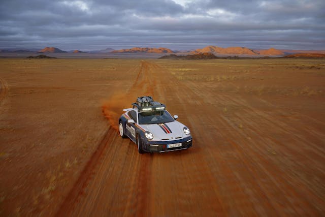 911 Dakar Limited Edition Homage Car high angle front three quarter action