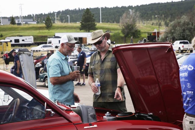 Saab meetup owners chatting about engine