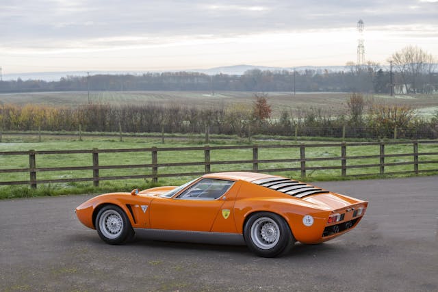 1969 Lamborghini Miura S Jota Spec rear three quarter