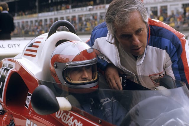 John Watson with team owner Roger Penske at the 1976 German Grand Prix