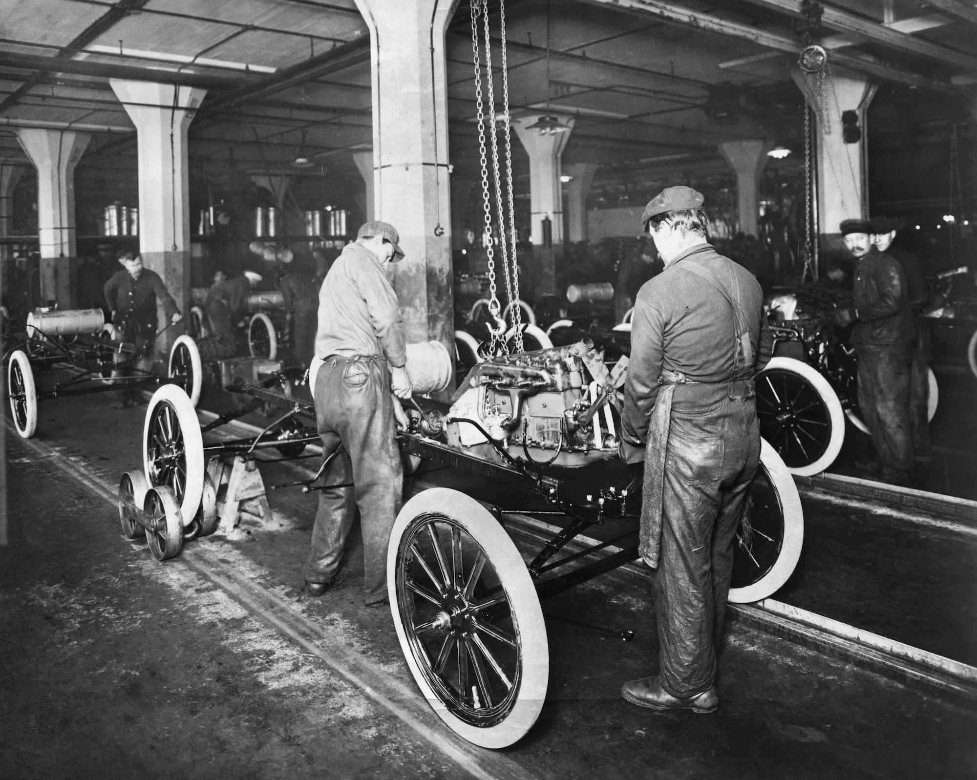 Model T Being Assembled in Ford Plant