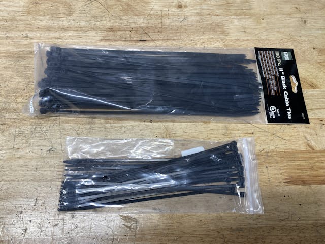 cable ties zip ties on workbench