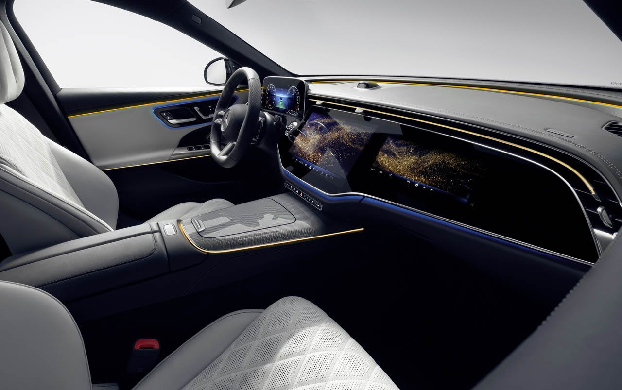 Mercedes-Benz E-Class Interior gold lighting ambiance screens
