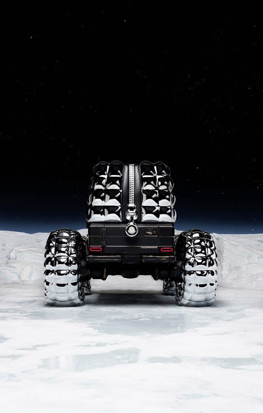 Mercedes-Benz x Moncler Project Mondo G rear end in snowy space
