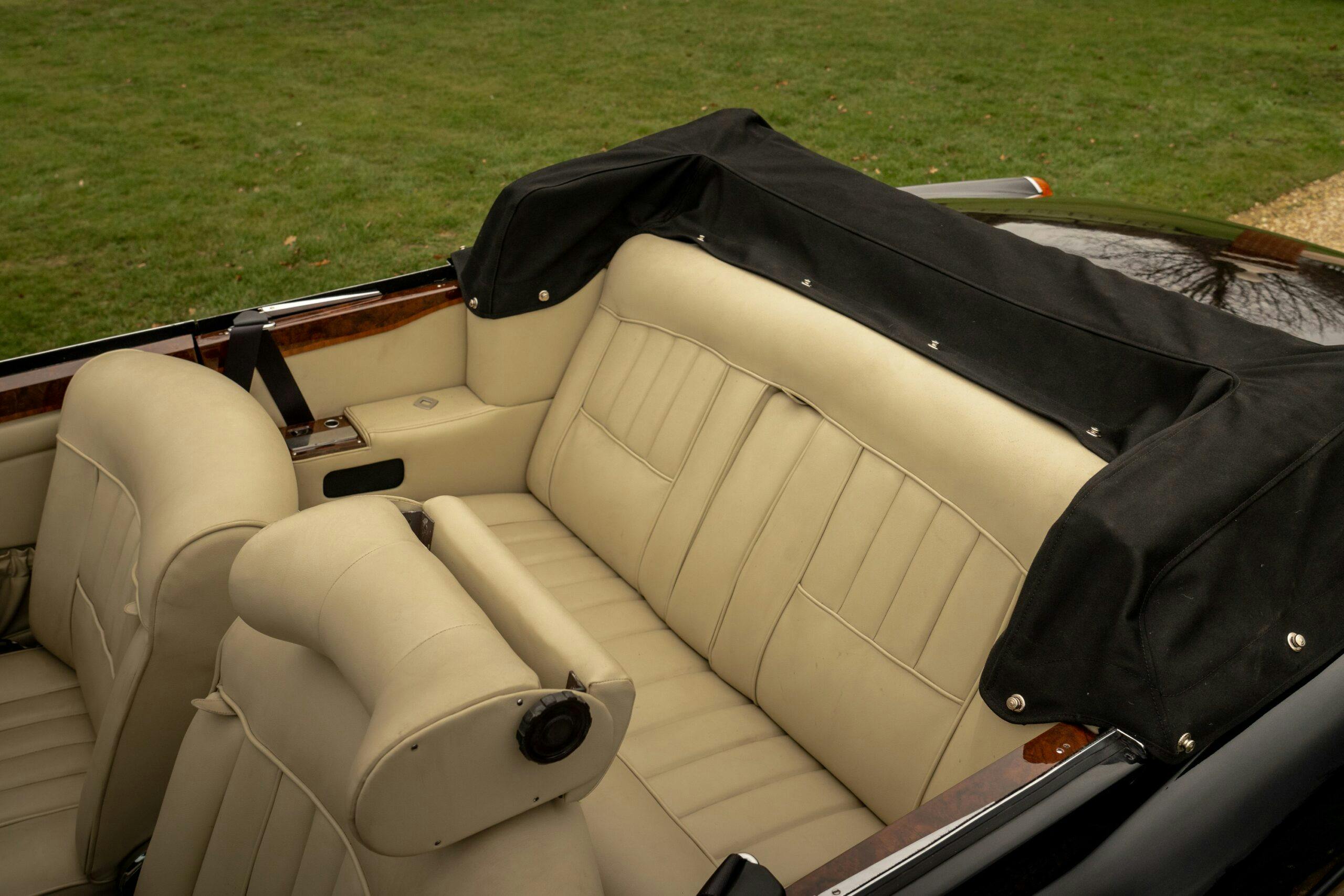 Michael Caine Silver Shadow Drophead Coupe interior rear seat