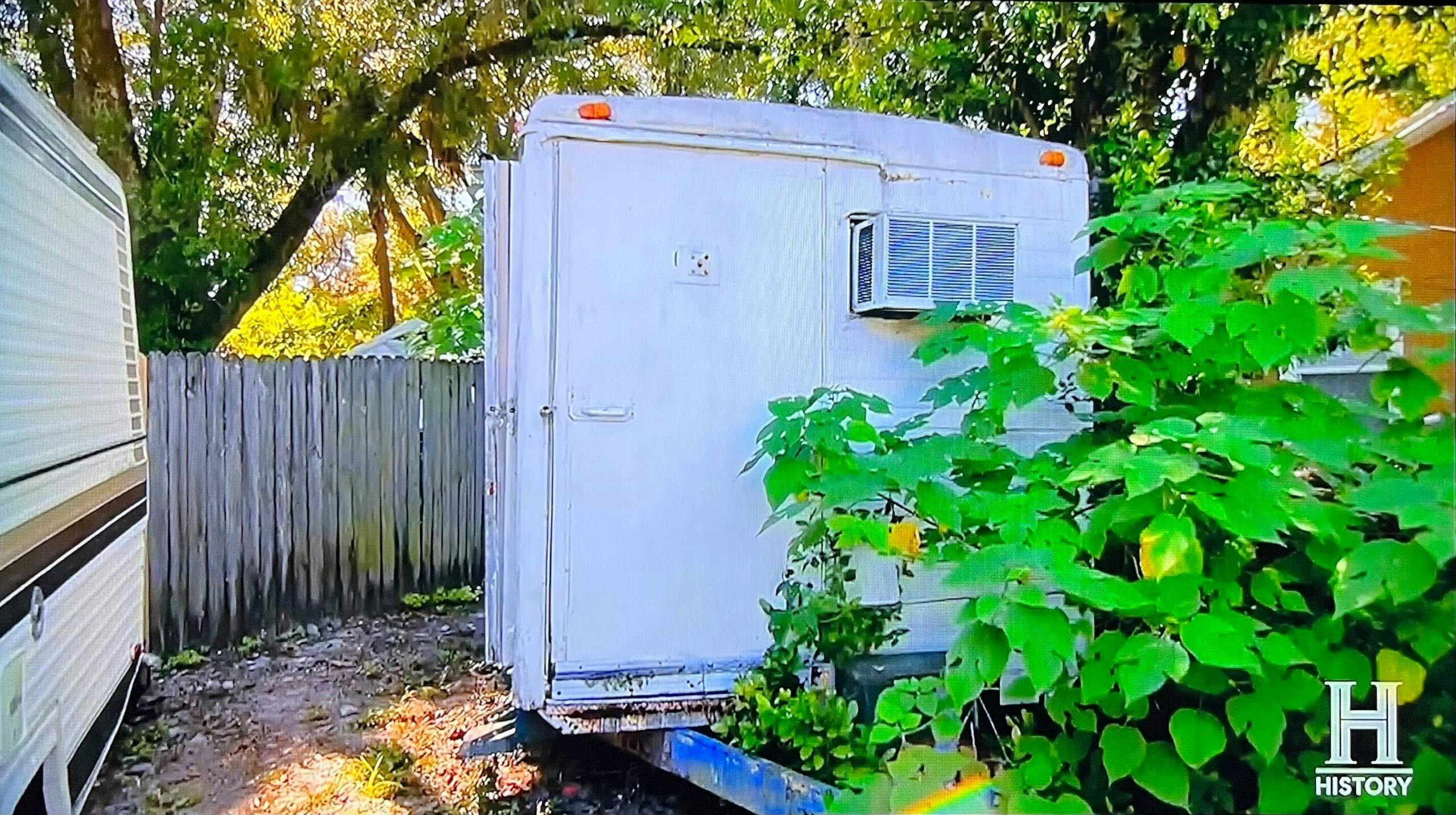 american pickers music studio trailer parked