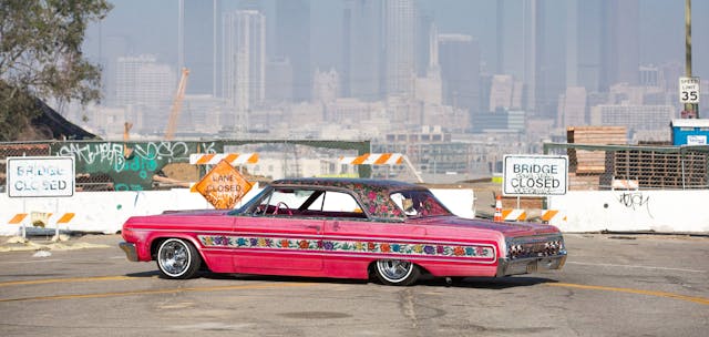 gypsy rose lowrider rear three quarter los angeles skyline background