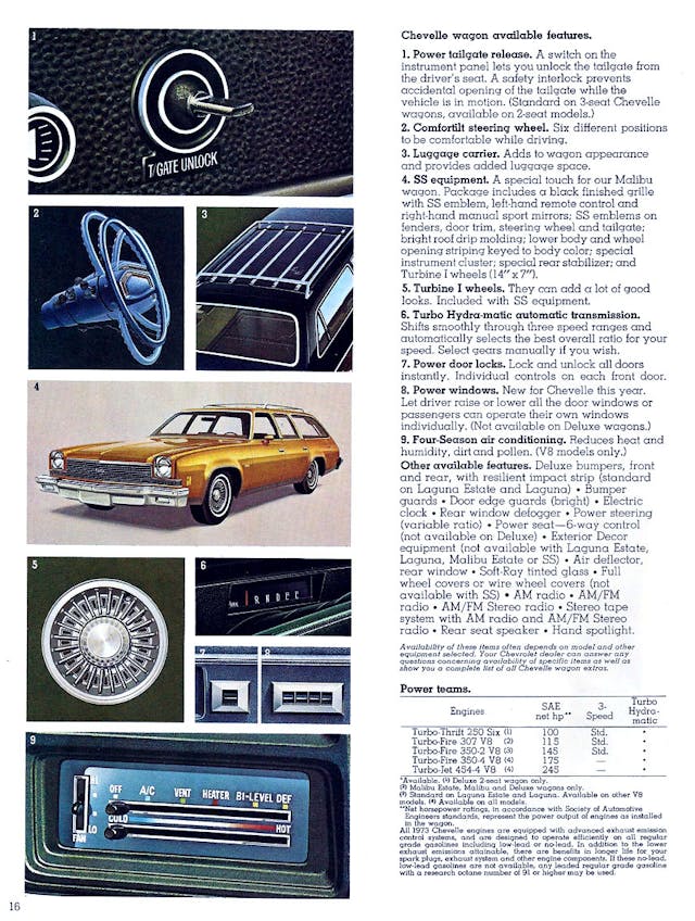 1973 Chevrolet Chevelle Malibu SS454 Wagon feature sheet