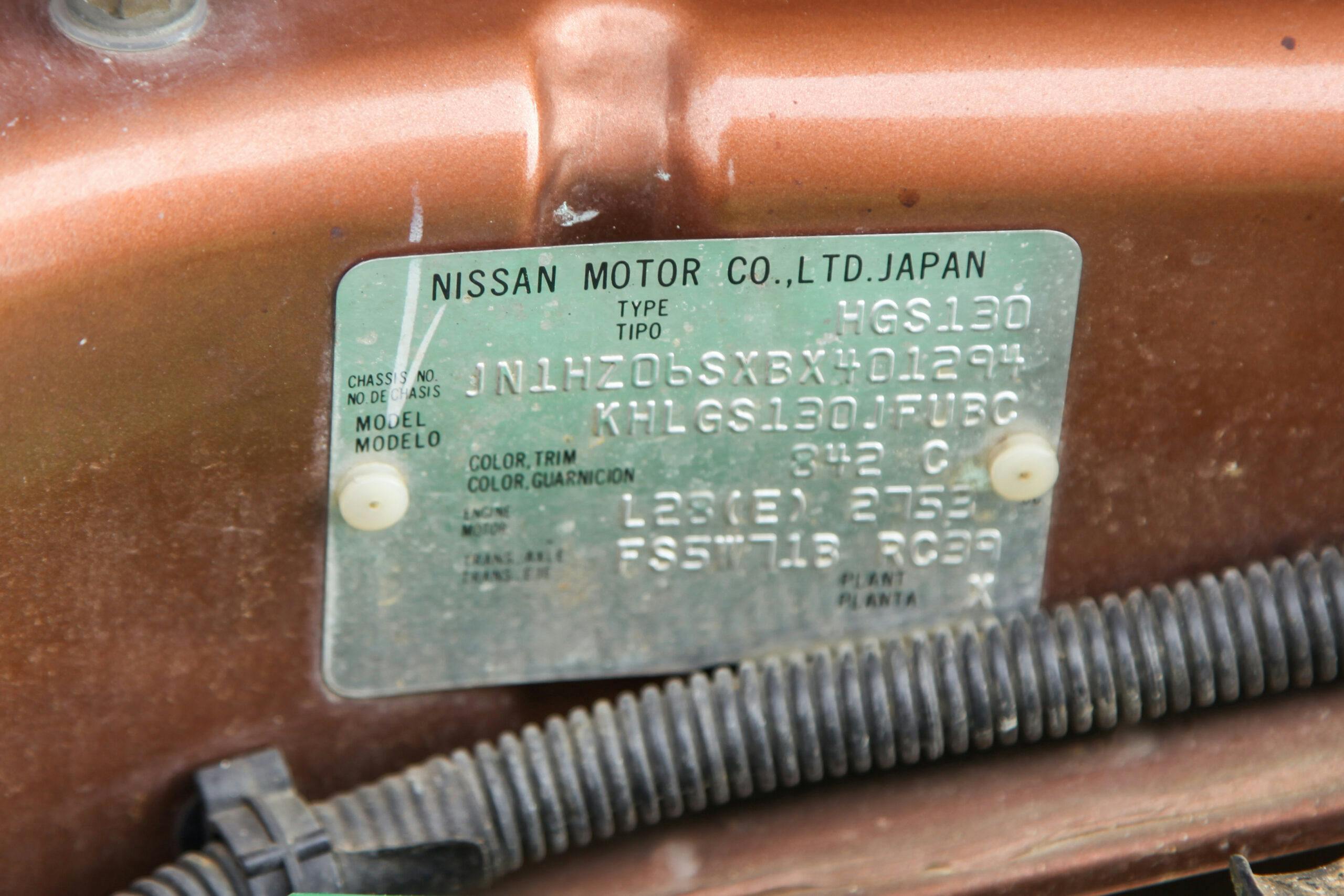 1981 Datsun 280ZX info plate