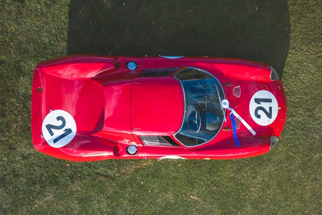 Amelia Concours 1964 Ferrari 250 LM show winner overhead aerial