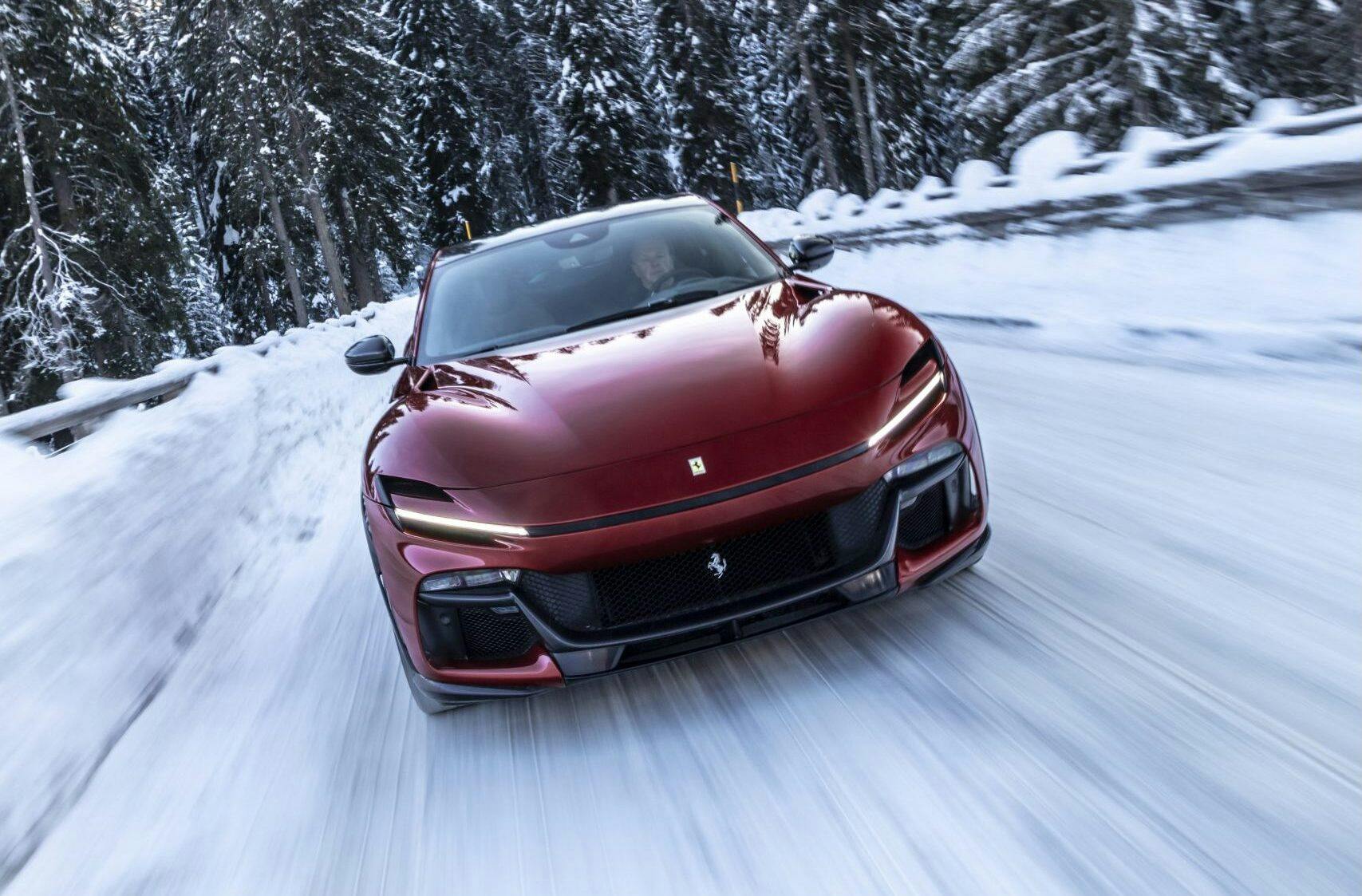 2023 Ferrari Purosangue front driving action blur