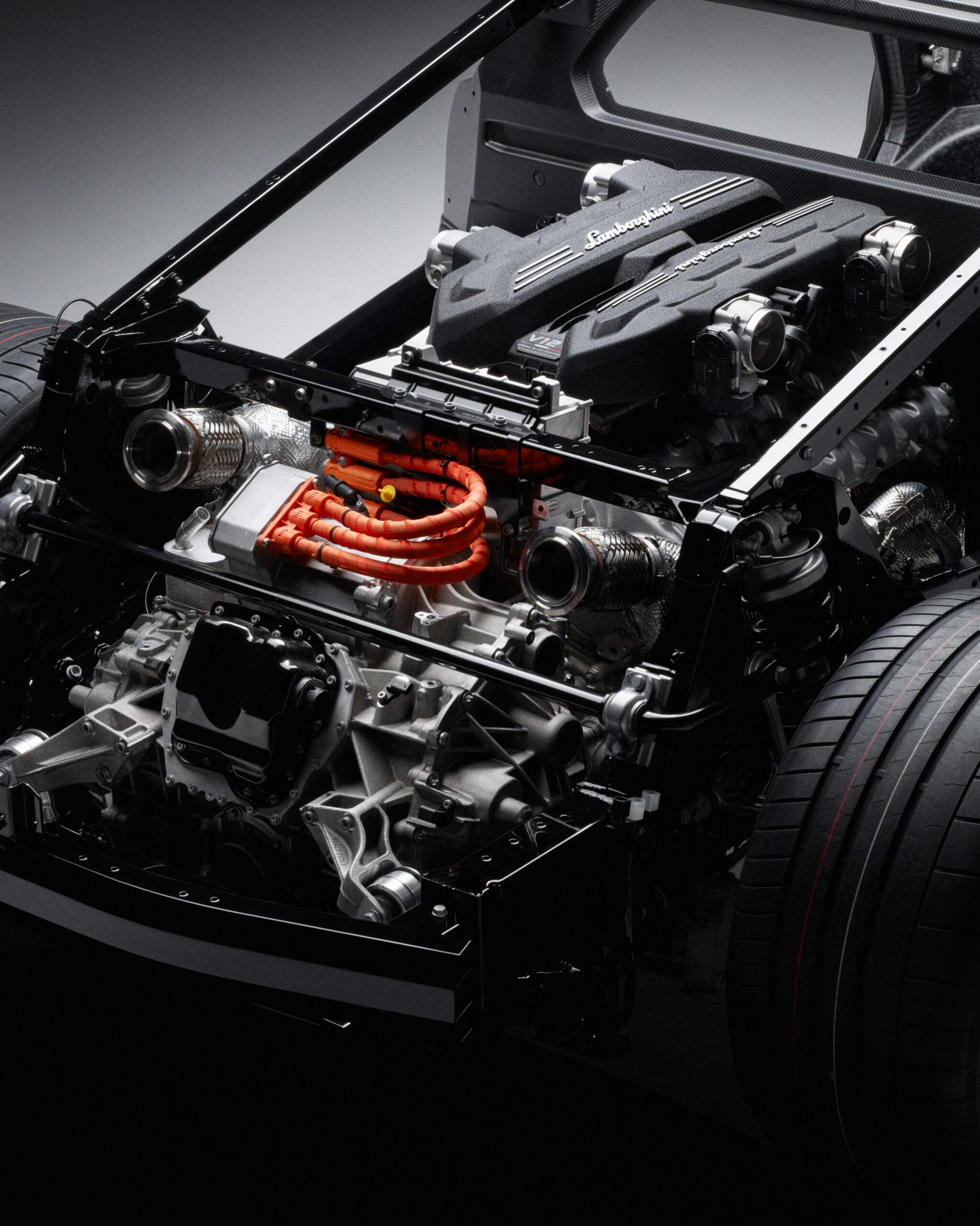 Lamborghini LB744 hybrid plug in supercar V-12 engine L545