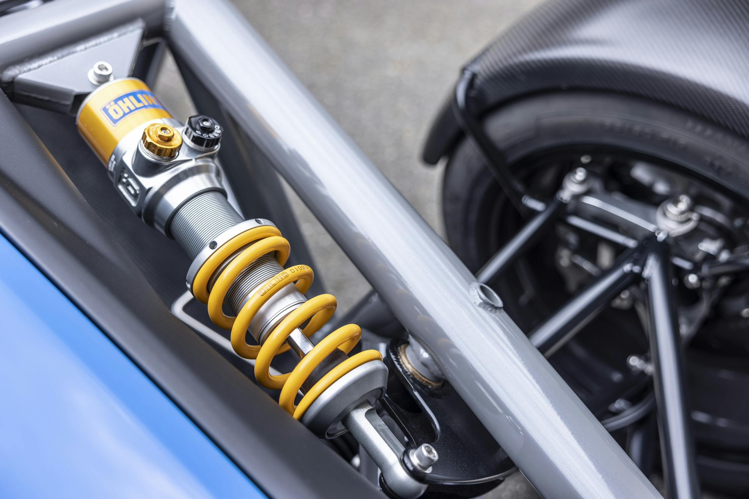 Ariel Motor Company Ohlins suspension closeup detail