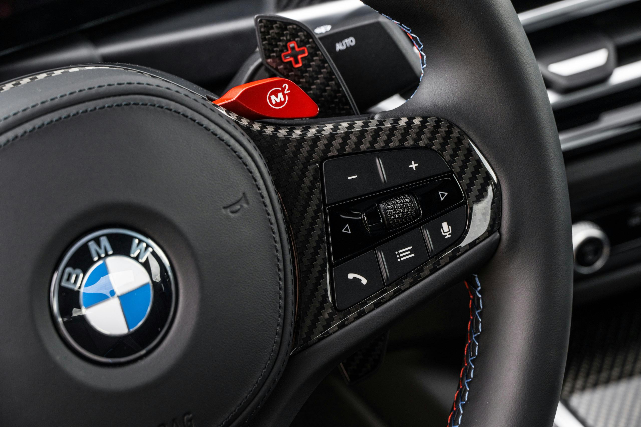 BMW M2 Zandvoort Blue interior steering wheel controls