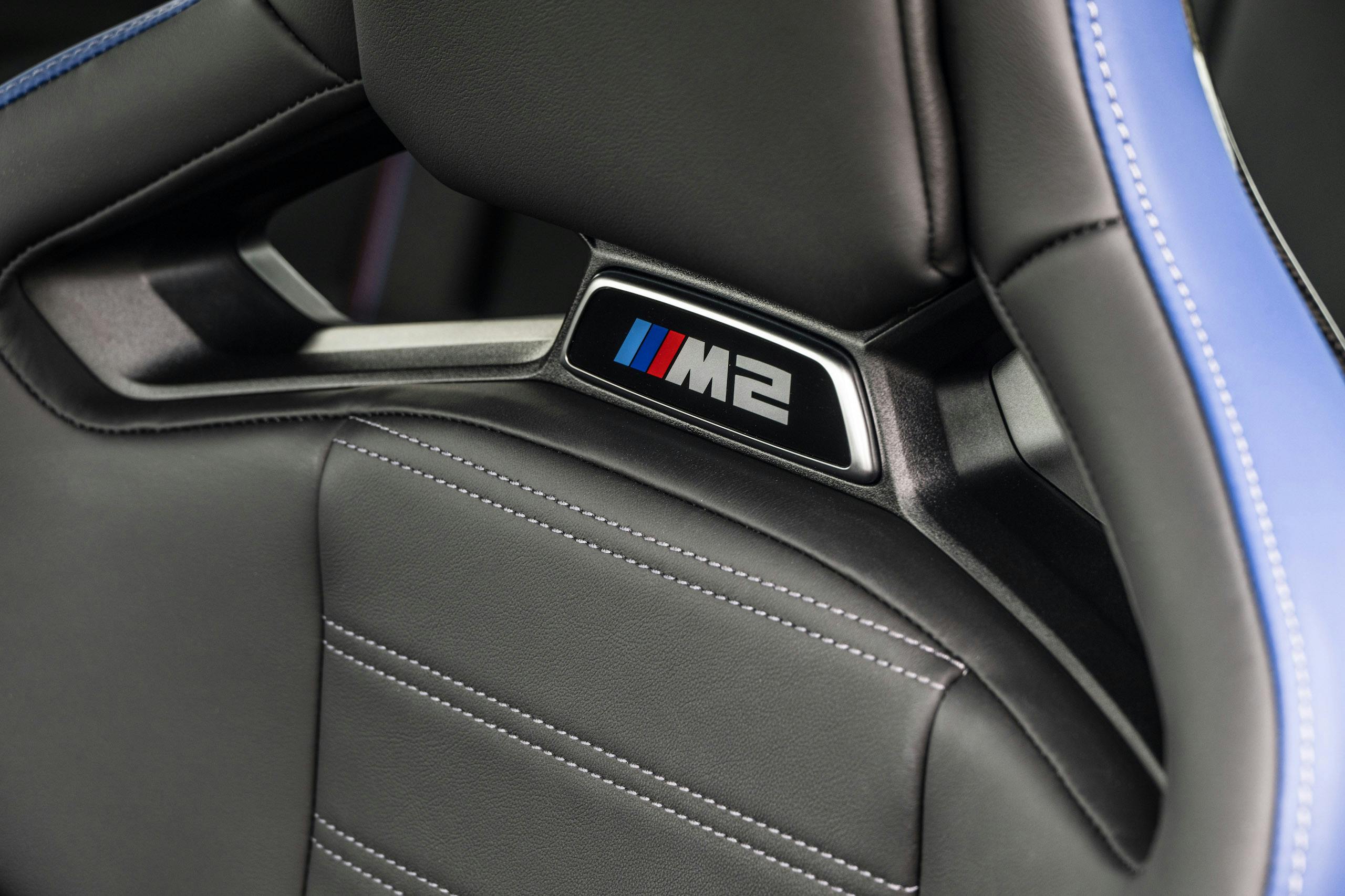BMW M2 Zandvoort Blue interior seat detail