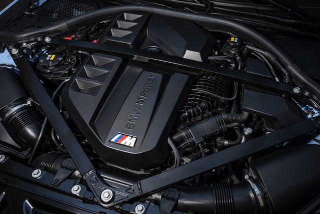 BMW M2 Zandvoort Blue engine bay angle