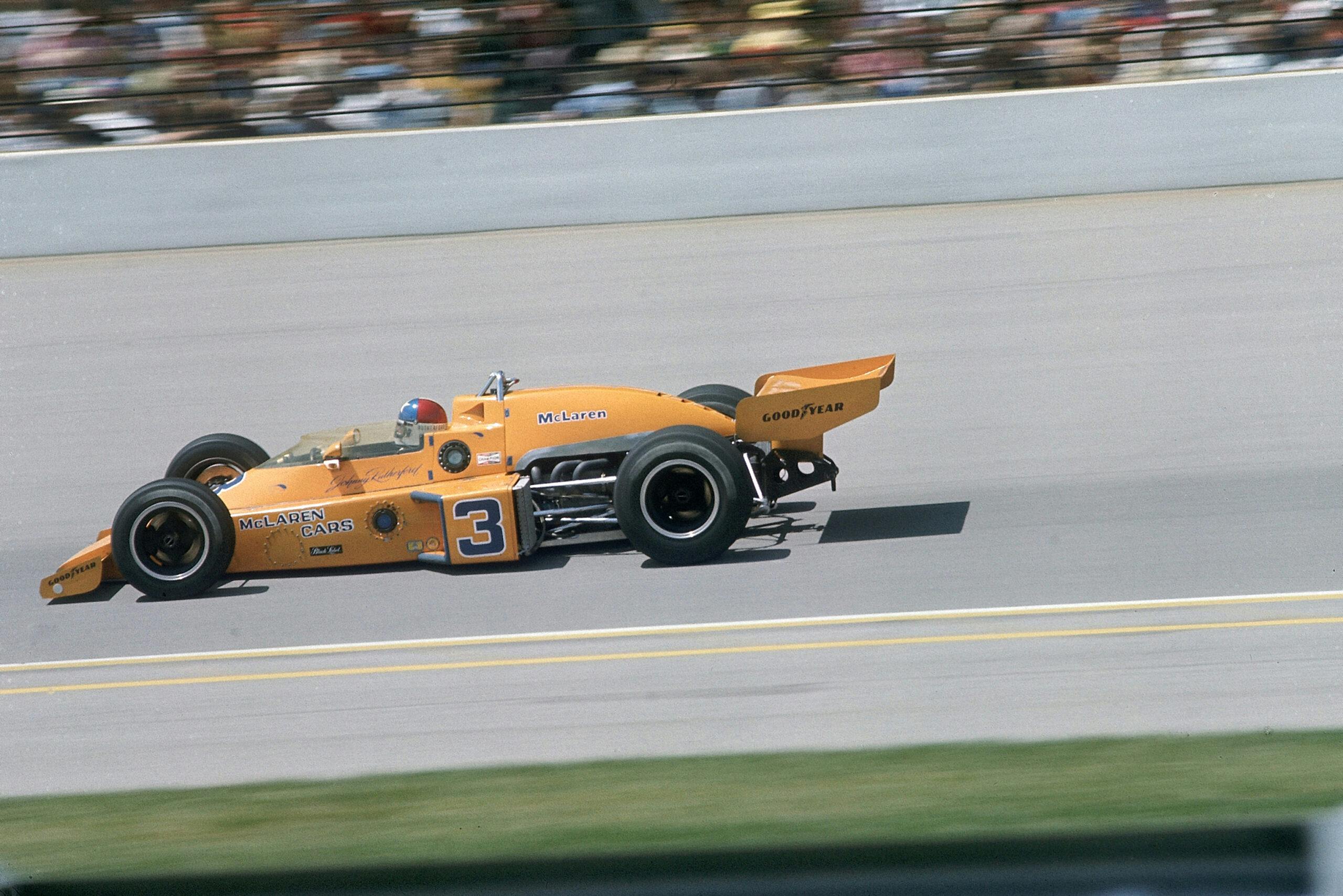 1974 Indy 500 McLaren pan action