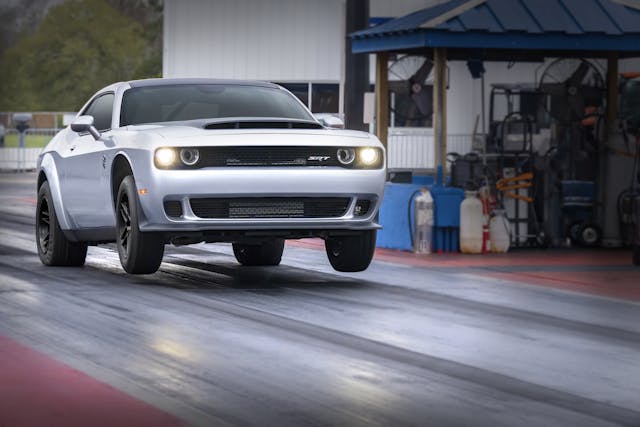 2023 Dodge Challenger SRT Demon 170 front three quarter drag strip action