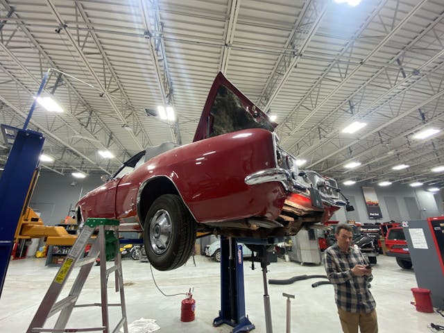 Corvair on lift 