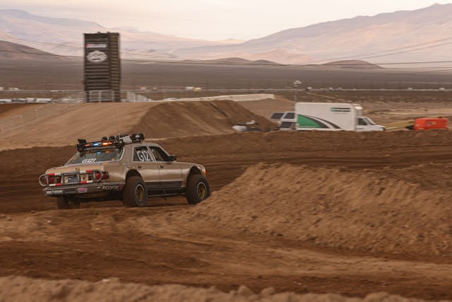 Mint 400 Mercedes OM602 diesel rear three quarter racing action