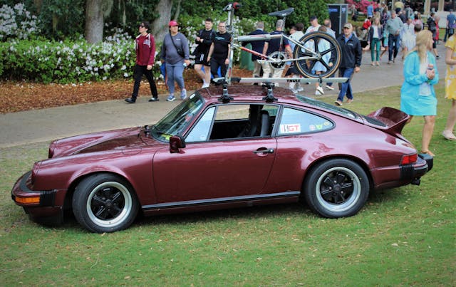 Amelia porsche with rooftop bike rack