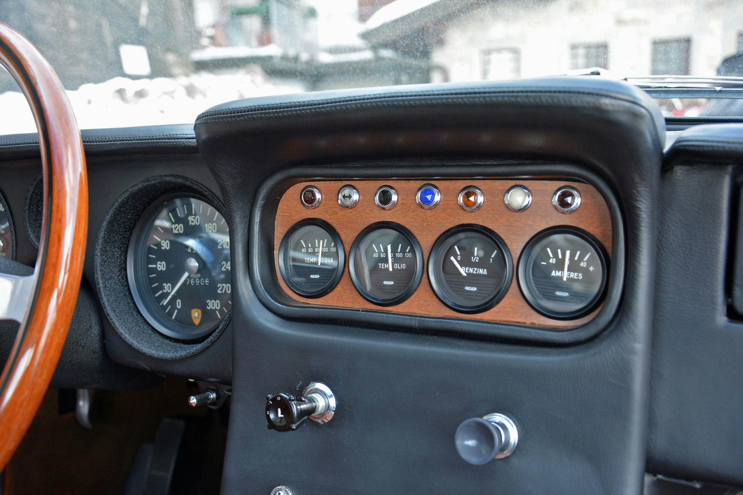 Lamborghini 400 GT interior center console gauges