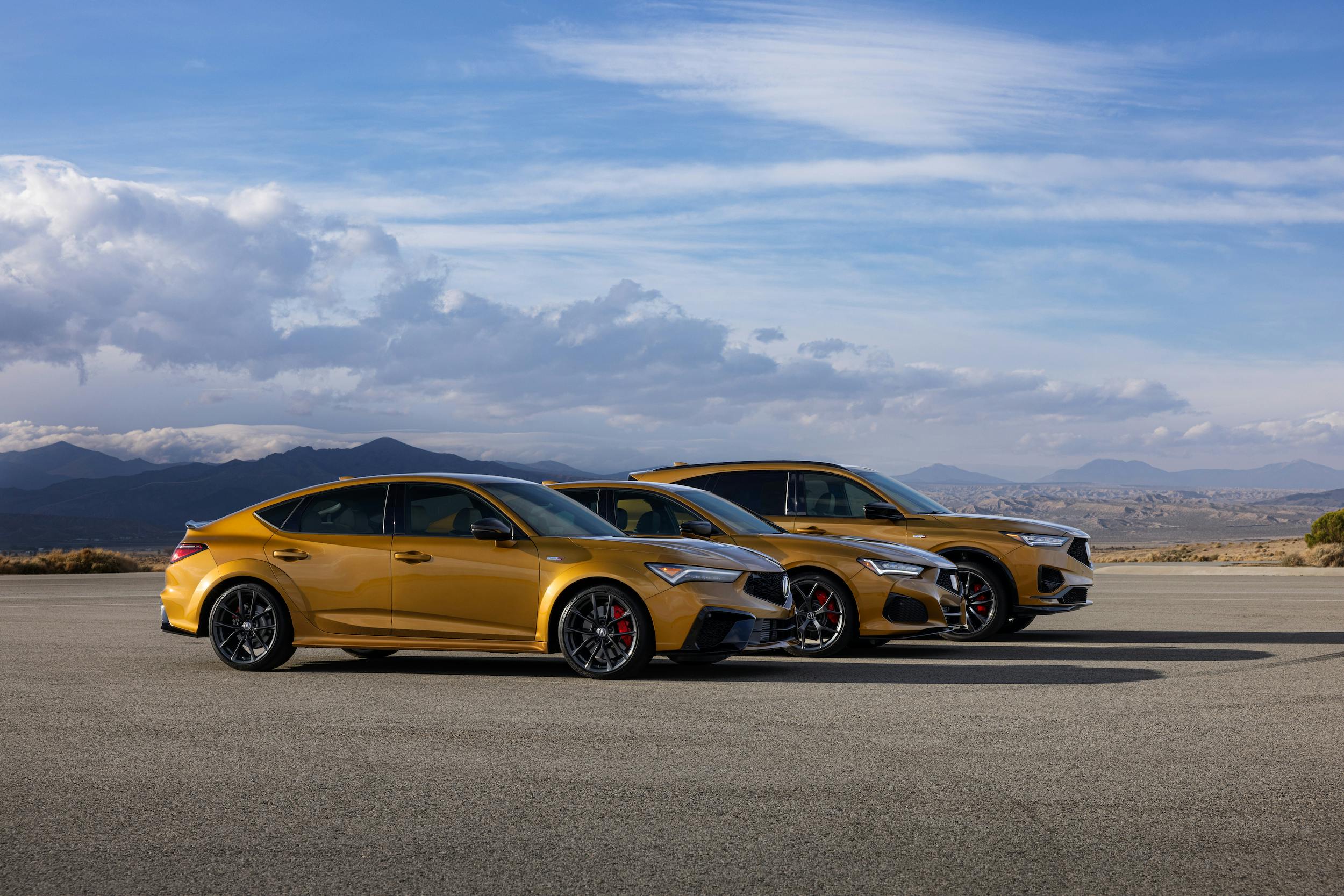2024 Acura Integra Type S lineup group sides gold