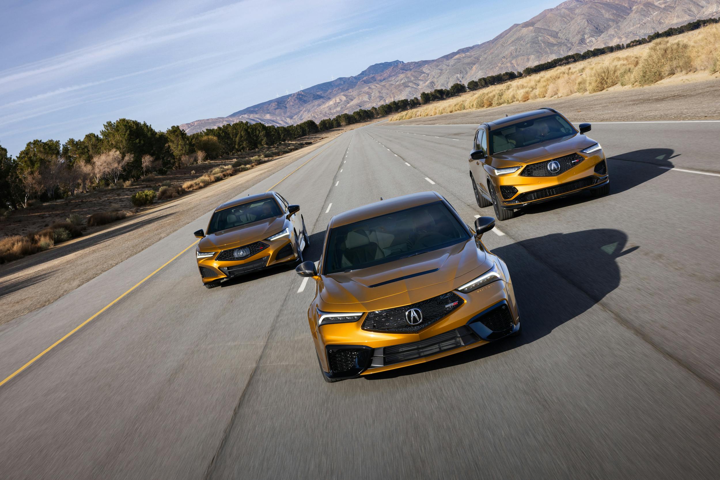 2024 Acura Integra Type S lineup group fronts gold