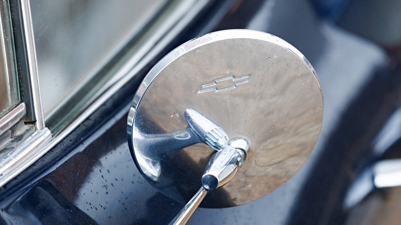 1963 Chevrolet Corvette side mirror logo detail