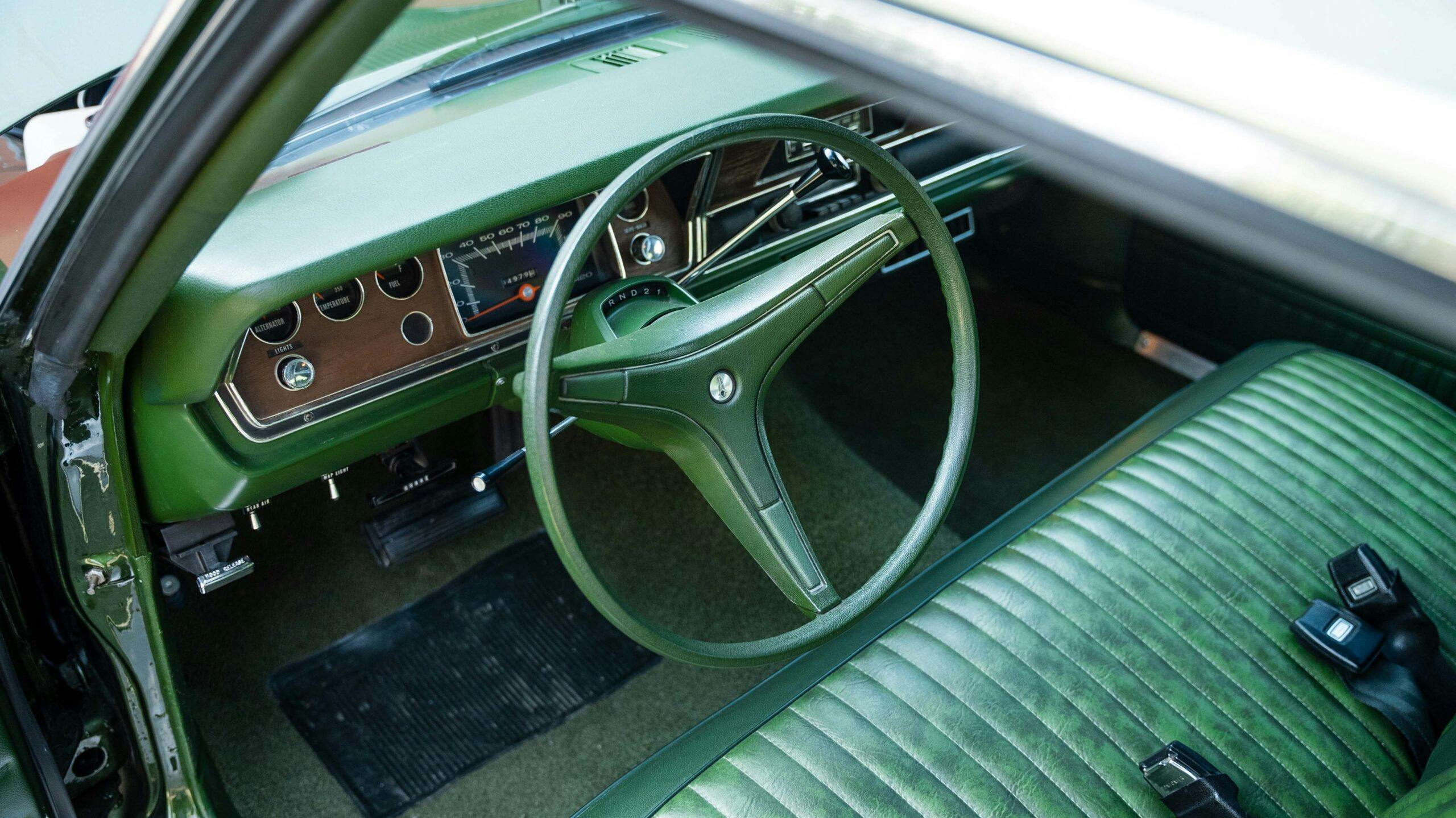 1973 Plymouth Scamp interior front steering wheel high angle