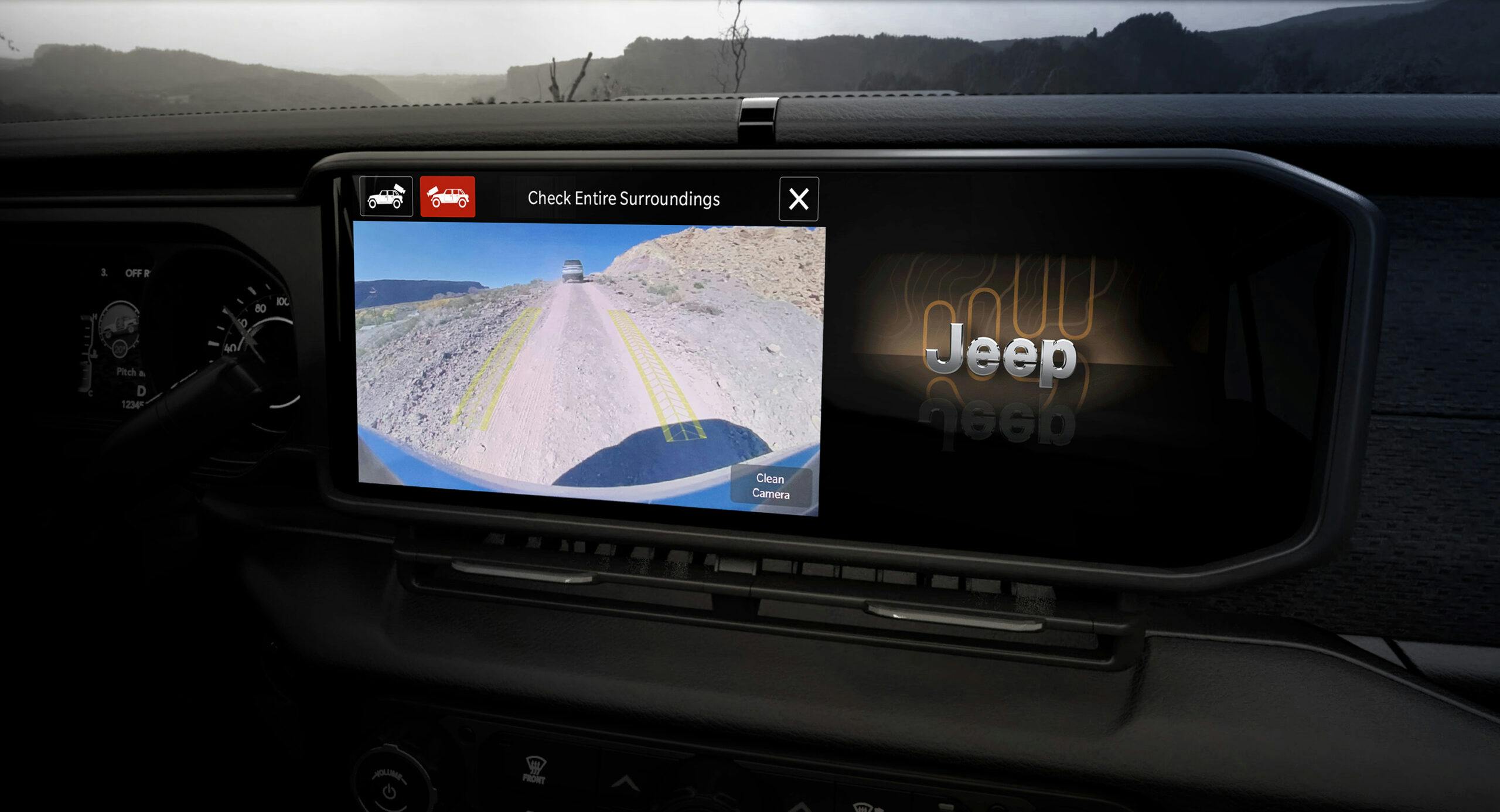 2024 Jeep Wrangler interior off-road camera detail on center screen