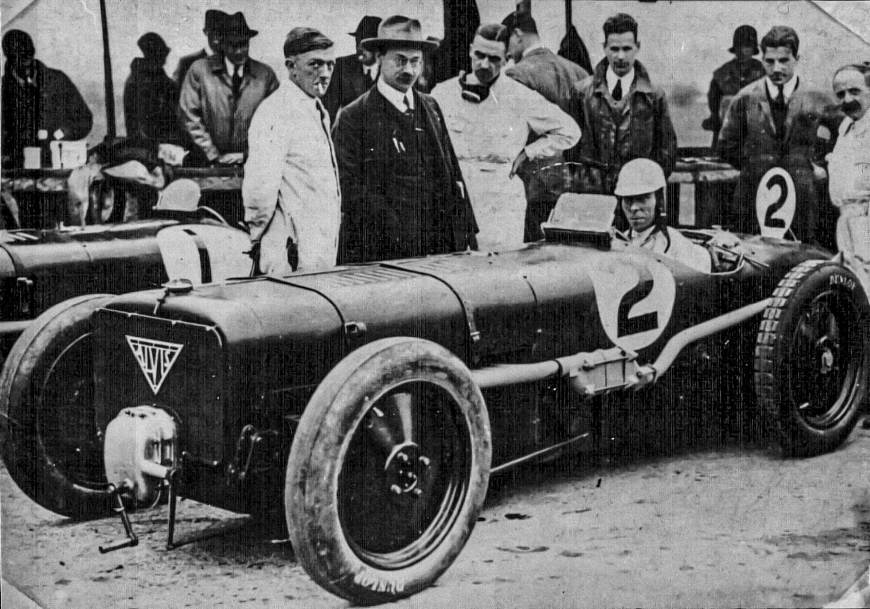 Alvis Grand Prix race car vintage driver team