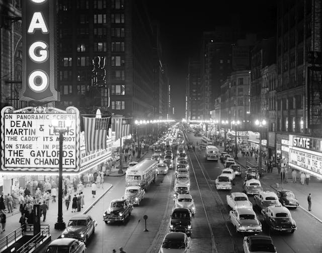1950s 1953 Night Scene Chicago Illinois