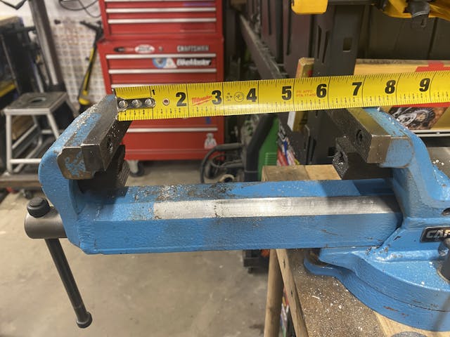 vise jaw opening with tape measure