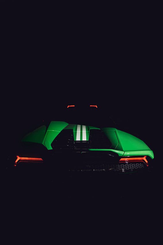 Lamborghini Huracán 60th Anniversary Edition green and white rear engine cover from rear