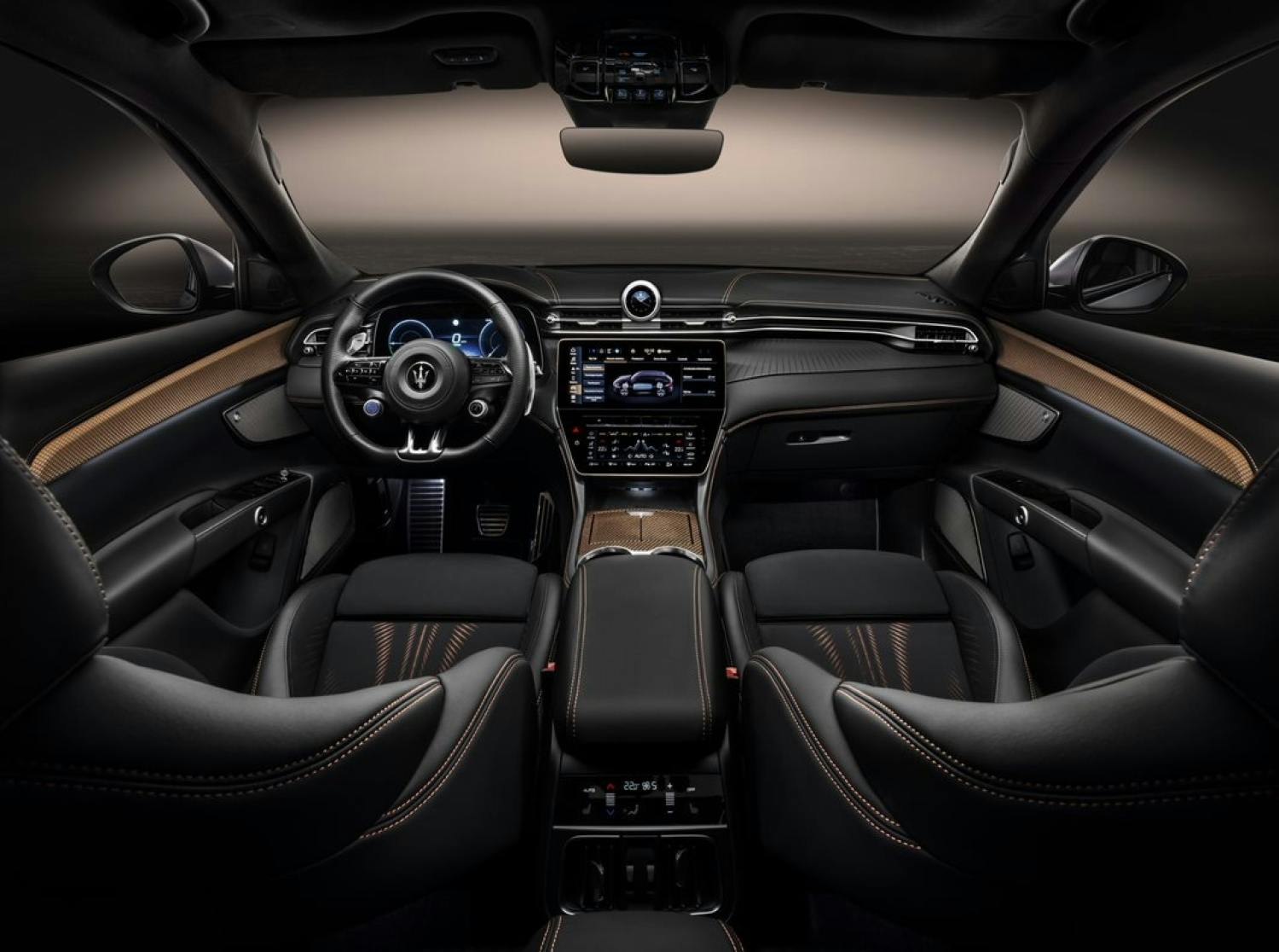 Maserati Grecale Folgore EV interior front cabin area