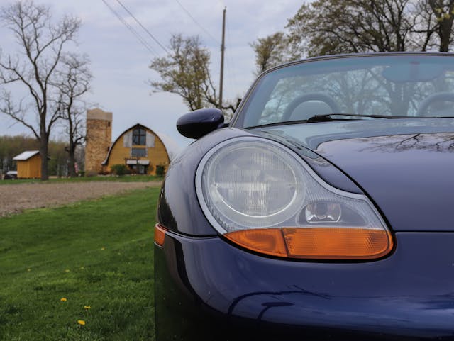 2001 Porsche Boxster S headlight on the farm
