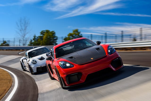 Porsche experience center track cars action front