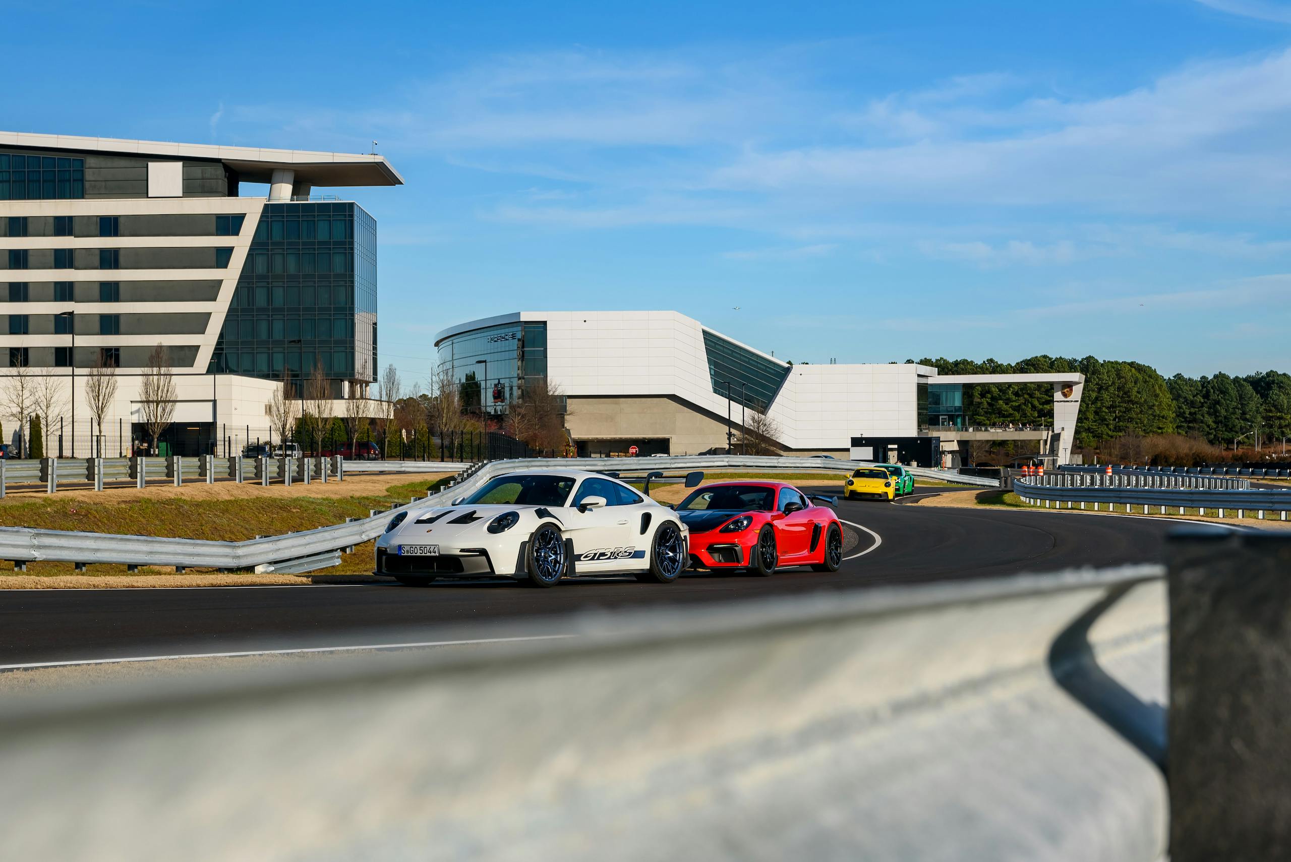 Porsche experience center track driving action