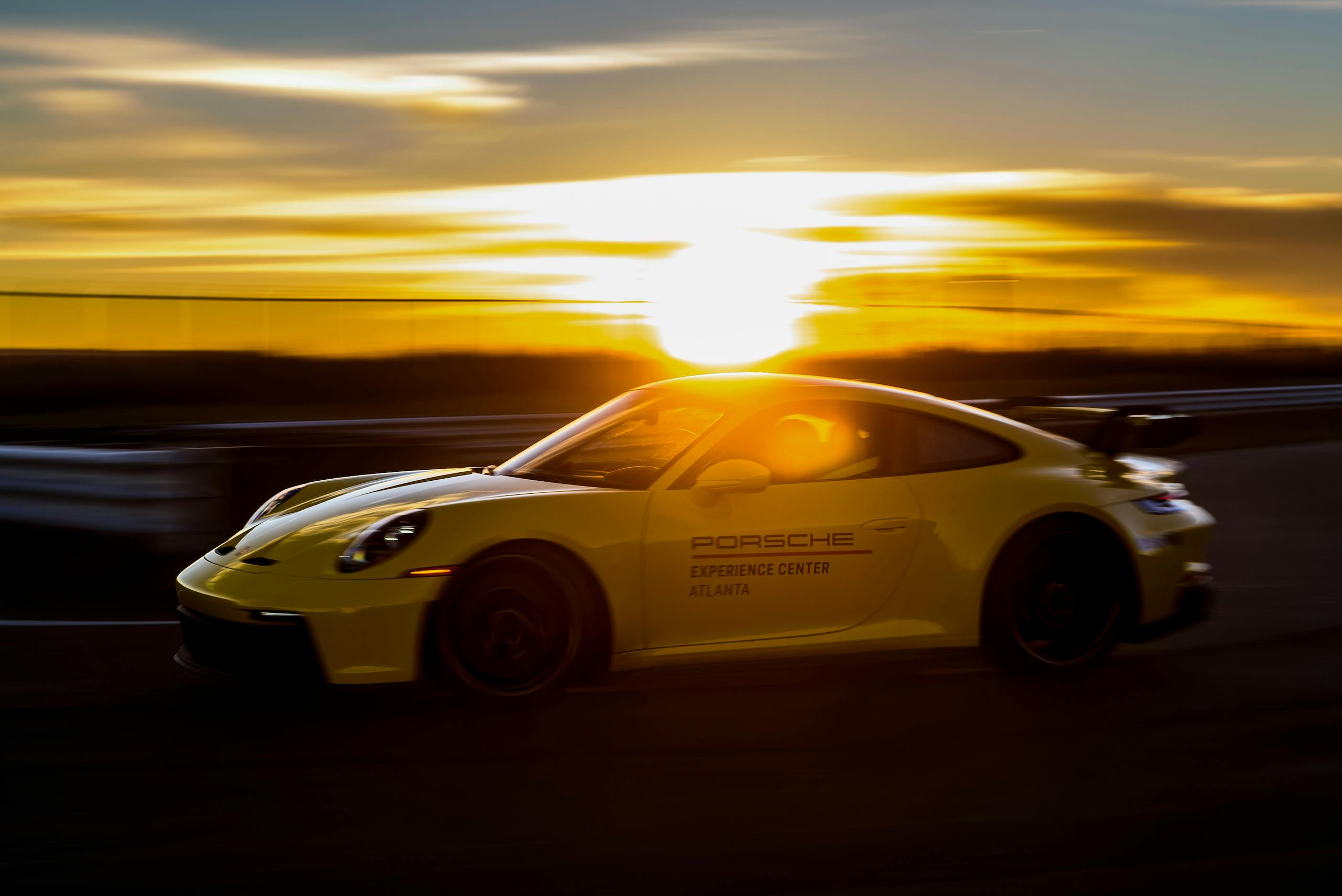 Porsche experience center track sunset