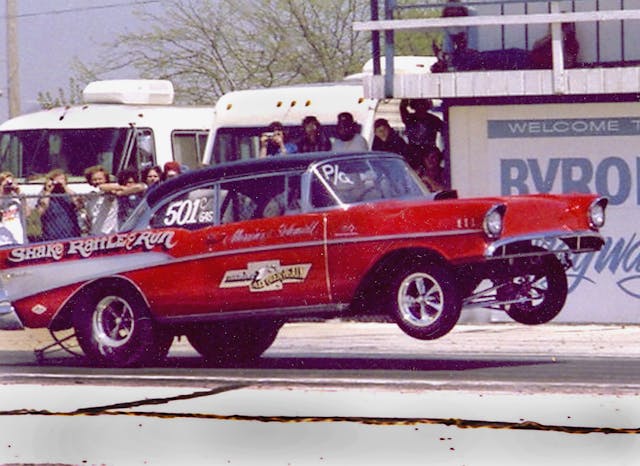 Messino Drag Race Chevrolet Shake Rattle Run 1976 front wheel lift