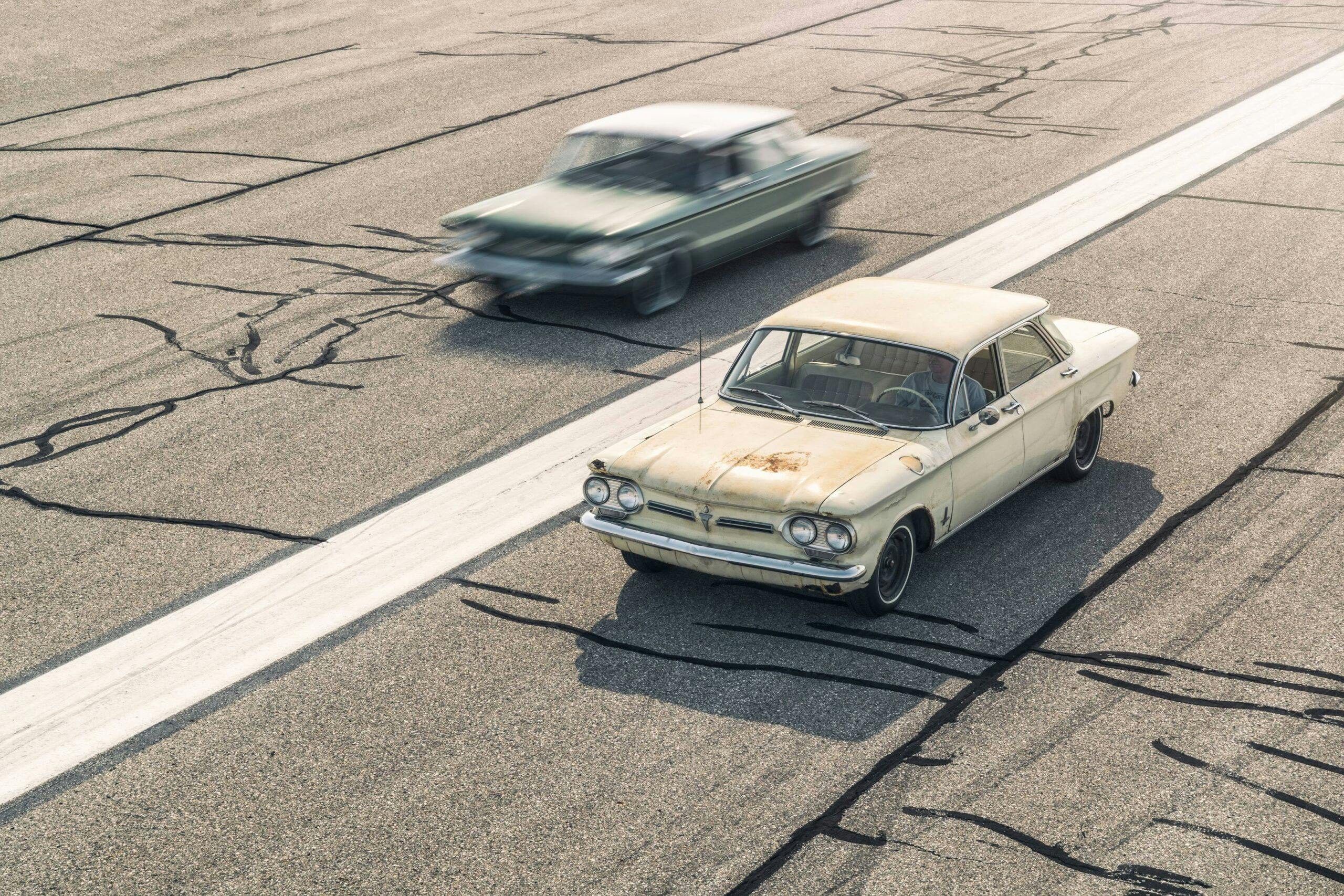 Chevrolet Corvair torture test airstrip track