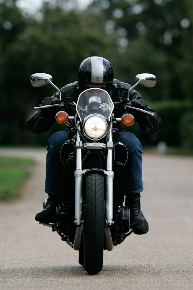 Yamaha V-Max front head on riding action