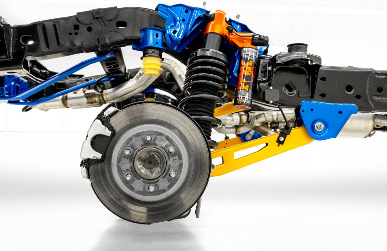 2022 Ford Bronco Raptor suspension braking assembly on white