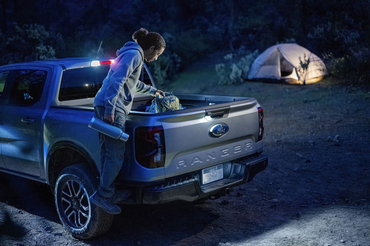 2024 Ford Ranger Lariat exterior zone lighting at campsite